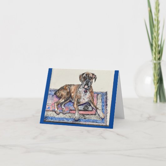 Boxer 3waterverf zoete hond en man verbinding kaart (Voorkant)
