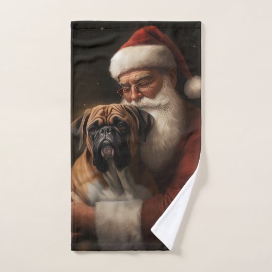 Boxer avec Noël Festif du Père Noël (Serviette à main)