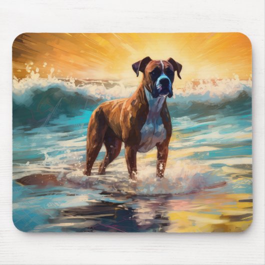 Boxer Beach Surfschilderij Muismat (Voorkant)