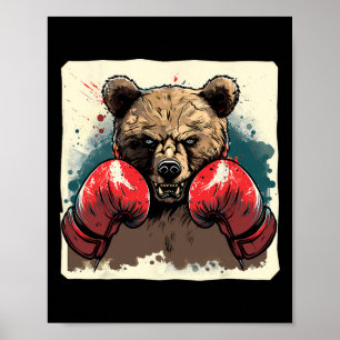 Boxer Beer met bokshandschoenen Kickboxing Funny B Poster