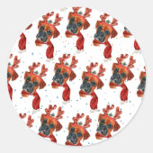 Boxer Breed Waterverf Dog Pattern sterft Kerstmis Ronde Sticker (Voorkant)