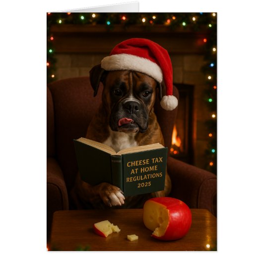 Boxer 'Cheese Tax' Christmas card (Devant)