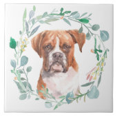 Boxer Chien Aquarelle Wreath Carreaux en céramique (Devant)