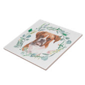 Boxer Chien Aquarelle Wreath Carreaux en céramique (Côté)