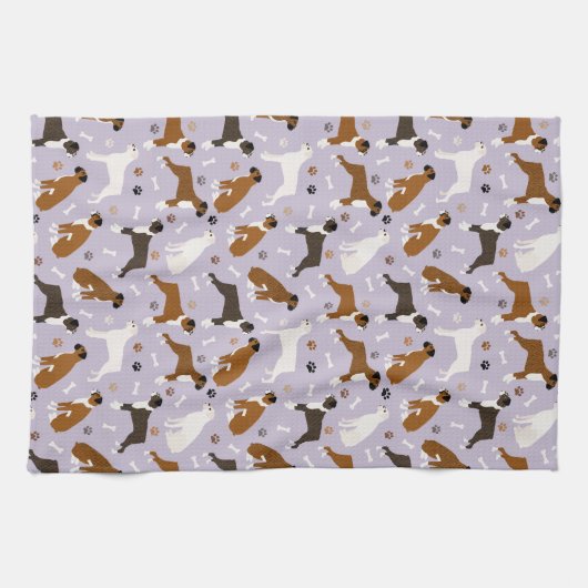 Boxer Chien Bones et Paquets Serviette de cuisine (Horizontal)