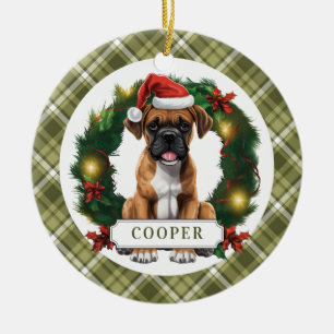 Boxer Chien Cercle en céramique Ornement