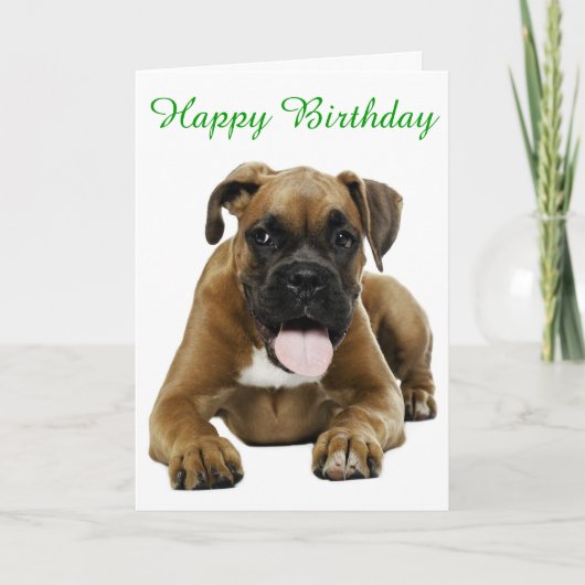 Boxer Chien Chien Chien Heureux Anniversaire Carte (Devant)