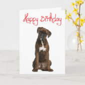 Boxer Chien Chien Chien Heureux Anniversaire Carte (Fleur jaune)
