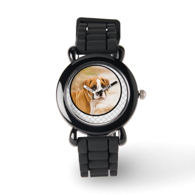 Boxer Chien Chien Gris Parties scintillant Montre  (Recto)