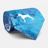 Boxer Chien couleur Cravate d'aquarelle - Bleu et  (Roulé)