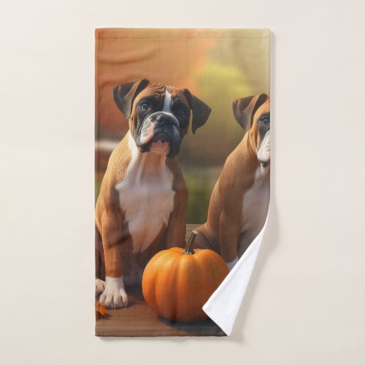 Boxer chiot Automne Délice Citrouille (Serviette à main)