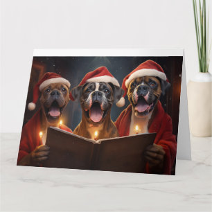 Boxer Christmas Carolers Fun Holiday Kaart