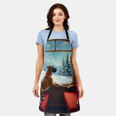 Boxer Christmas Eve Train Ride Painting Schort (Gedragen)