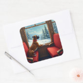 Boxer Christmas Eve Train Ride Painting Vierkante Sticker (Envelop)