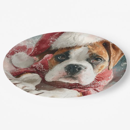 Boxer Christmas Paper Plate Papieren Bordje (Gekanteld)