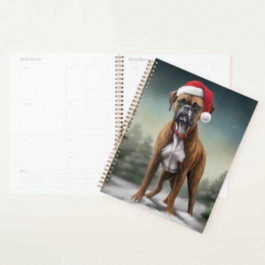 Boxer dans la neige de Noël (Devant avec enveloppe)
