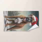 Boxer dans la neige de Noël (Serviette à main)