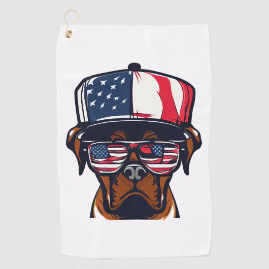 Boxer Dog 4 juli Golfhanddoek (Voorkant)