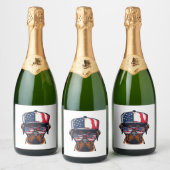 Boxer Dog 4 juli Sparkling Wijnetiket (Flessen)