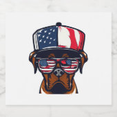 Boxer Dog 4 juli Sparkling Wijnetiket (Enkel label)