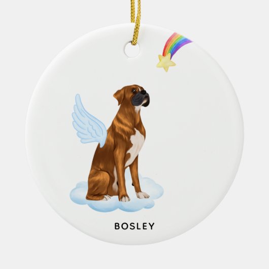 Boxer Dog Angel - Gepersonaliseerd dichter bij de Keramisch Ornament (Voorkant)