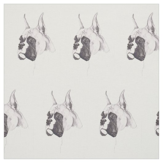 Boxer Dog Art Fabric Stof (Swatch)