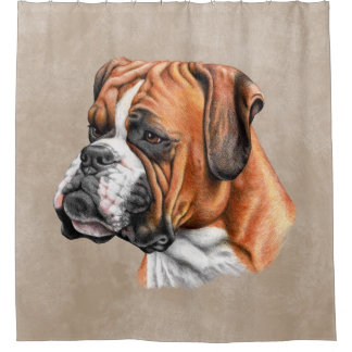 Boxer Dog Art Portret Brown Standard Bathroom Douchegordijn