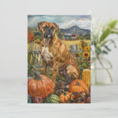 Boxer Dog Autumn Harvest Thanksgiving Feestdagenkaart (Staand voorkant)