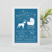 Boxer Dog Baby shower Blue Boy Kaart (Staand voorkant)