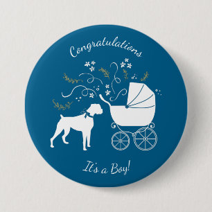 Boxer Dog Baby shower Ronde Button 7,6 Cm
