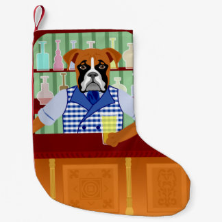 Boxer Dog Beer Pub Kleine Kerstsok