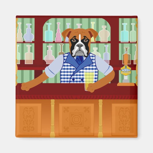 Boxer Dog Beer Pub Magneet (Voorkant)