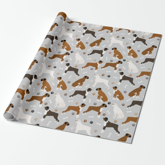 Boxer Dog Botten en poten Cadeaupapier (Uitgerold)