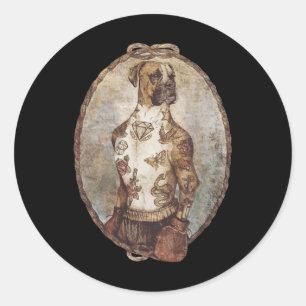 Boxer Dog Boxing Funny Boxer Art Box Club voor man Ronde Sticker