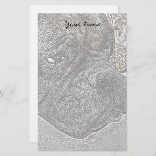 Boxer Dog briefpapier (Voorkant / Achterkant)