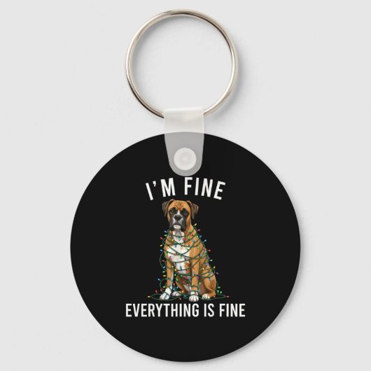 Boxer Dog Christmas I'm Fine Everything Is Fine Sleutelhanger (Voorkant)