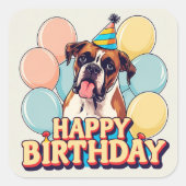 Boxer Dog Colorful Vierkante Sticker (Voorkant)