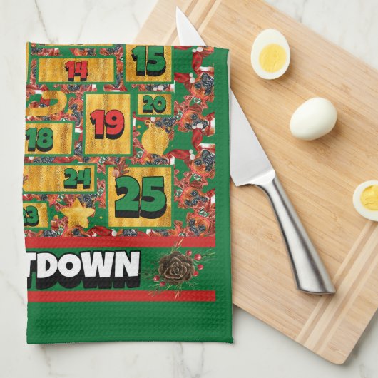 Boxer Dog Counting Kerstmis Advent Calendar Theedoek (Quarter Fold)