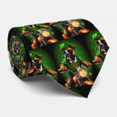 Boxer Dog Driving Bike St. Patrick's Day Stropdas (Opgerold)