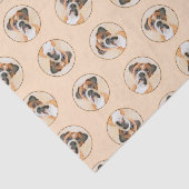 Boxer Dog Fawn Schilderij Uncropped Ear Schattigee Tissuepapier (Detail)