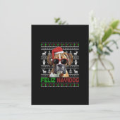 Boxer Dog Feliz Navidog Funny Kerstmis Kaart (Staand voorkant)