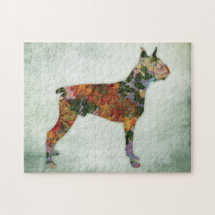 Boxer Dog Floral over Groen Legpuzzel