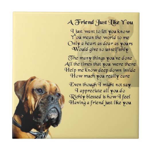 Boxer Dog - Friend Poem Tile Tegeltje (Voorkant)