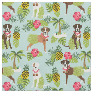 Boxer Dog huls tropisch lichtblauw Stof