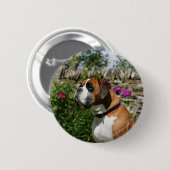 Boxer Dog in de bloemen Ronde Button 5,7 Cm (Voorkant /achterkant)