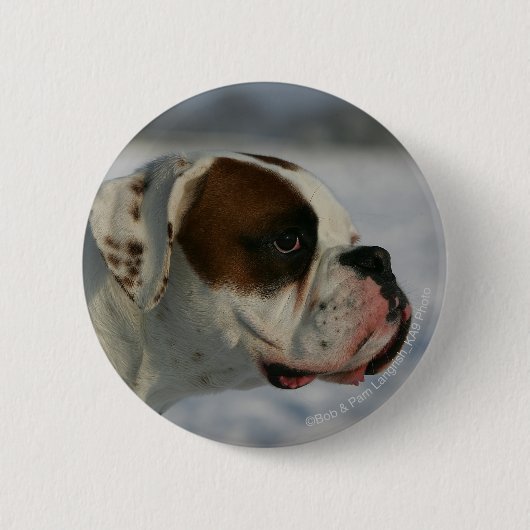 Boxer Dog in de sneeuw Ronde Button 5,7 Cm (Voorkant)