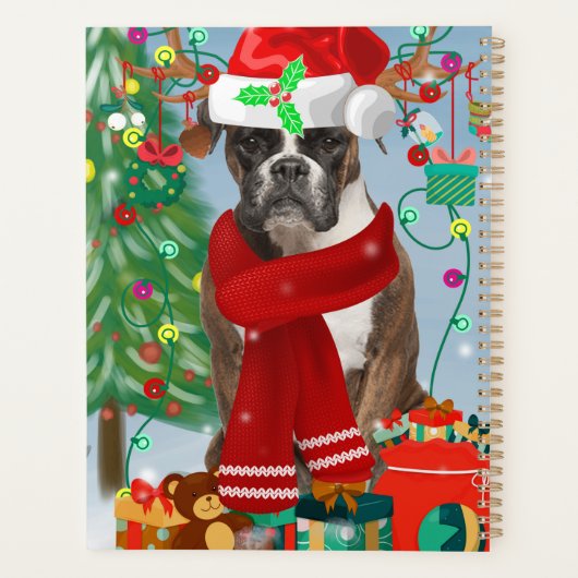 Boxer Dog in sneeuw met kerstcadeaus Planner (Achterkant)