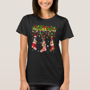 Boxer Dog in Sock Xmas renindeer Santa Elf Dog Paj T-shirt