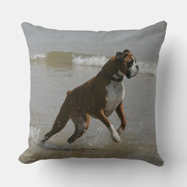 Boxer Dog in water Kussen (Voorkant)