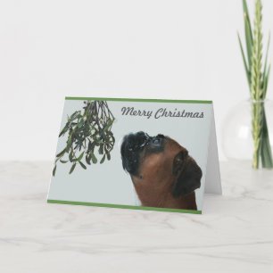 Boxer Dog Jolie met Mistletoe Feestdagen Kaart